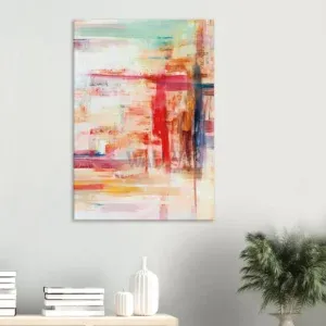 Toile "Aurore Pastel" - Art abstrait en rouge et corail